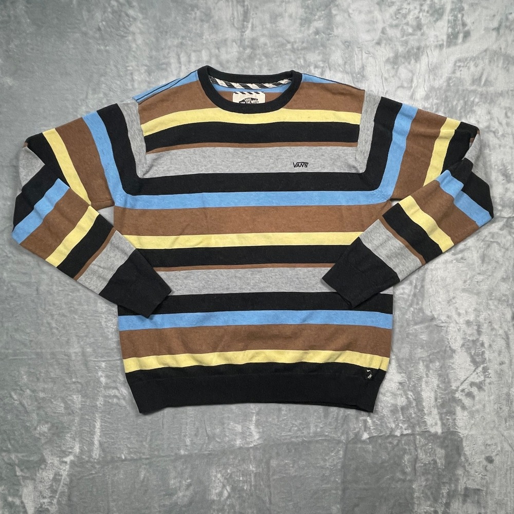 Vans Striped Sweater Mens Medium Multicolor Crewneck Pullover Knit Skateboarding